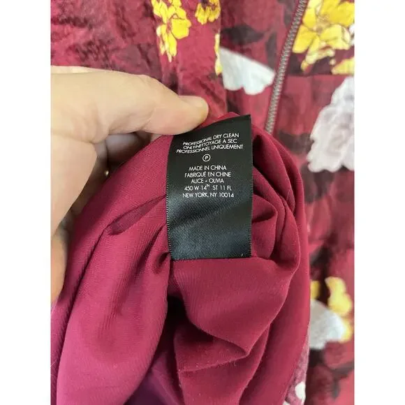 Alice + Olivia Lashay Tie Neck Ruffle Silk Mini Dress Floral Size 8 - Picture 11 of 12